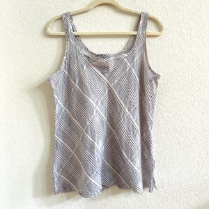 Robin Kaplan Silk Cotton Blend Textured Lagenlook Raw Hem Bias Cut Tank Top Sz 2